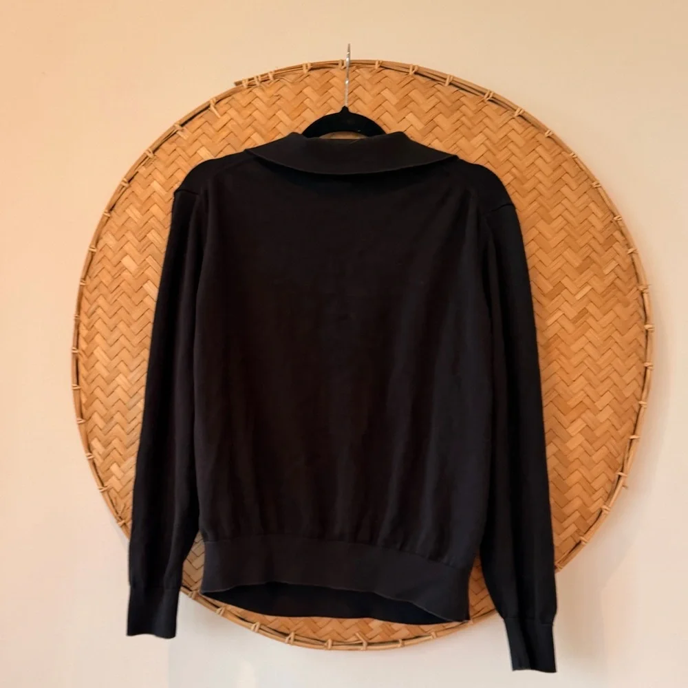 PACT WOMEN’S CLASSIC FINE KNIT POLO SWEATER ORGANIC COTTON DARK ACADEMIA PREP - Picture 9 of 13